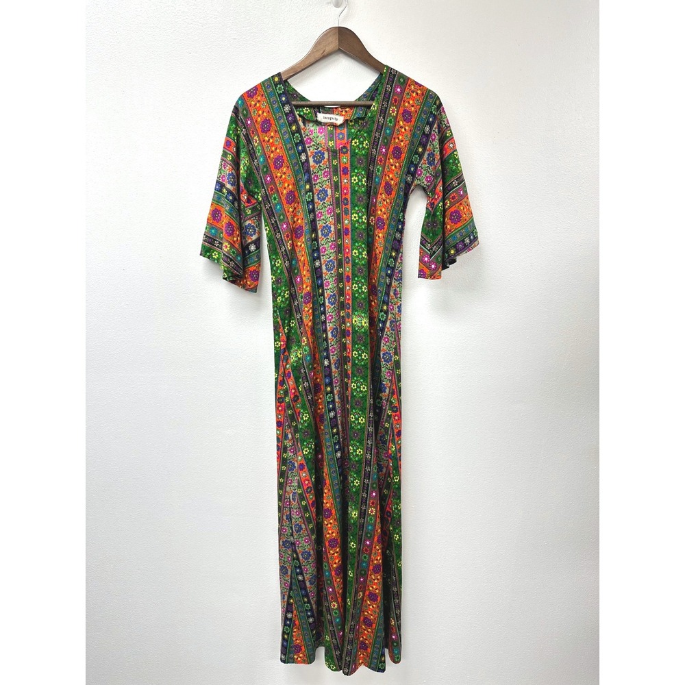 Vintage Incognito Groovy Retro Hippie Psychedelic Floral Maxi Dress S